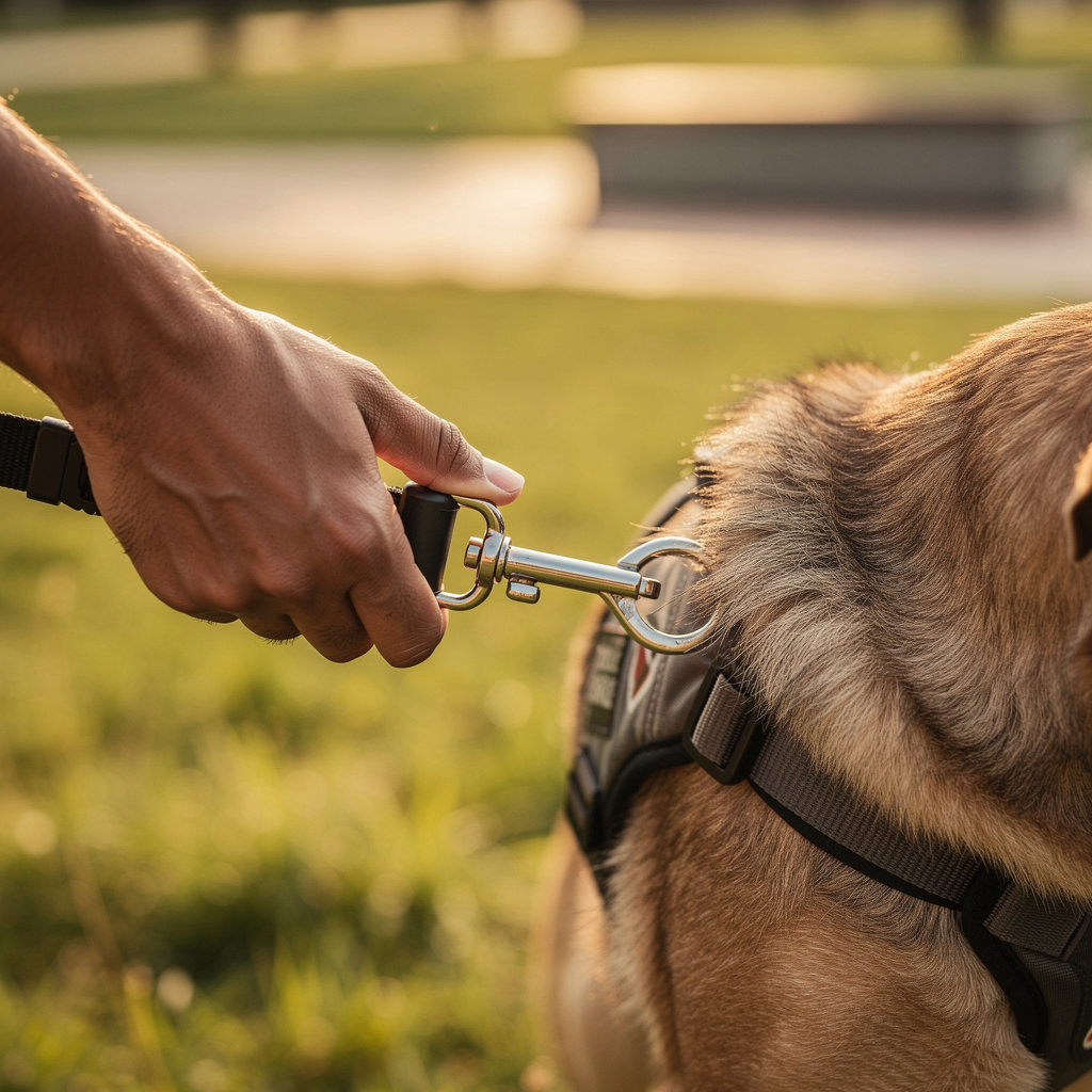 Dog walking at Moser Meadow at Elings Park in Santa Barbara, a scenic natural area perfect for pet-friendly recreation